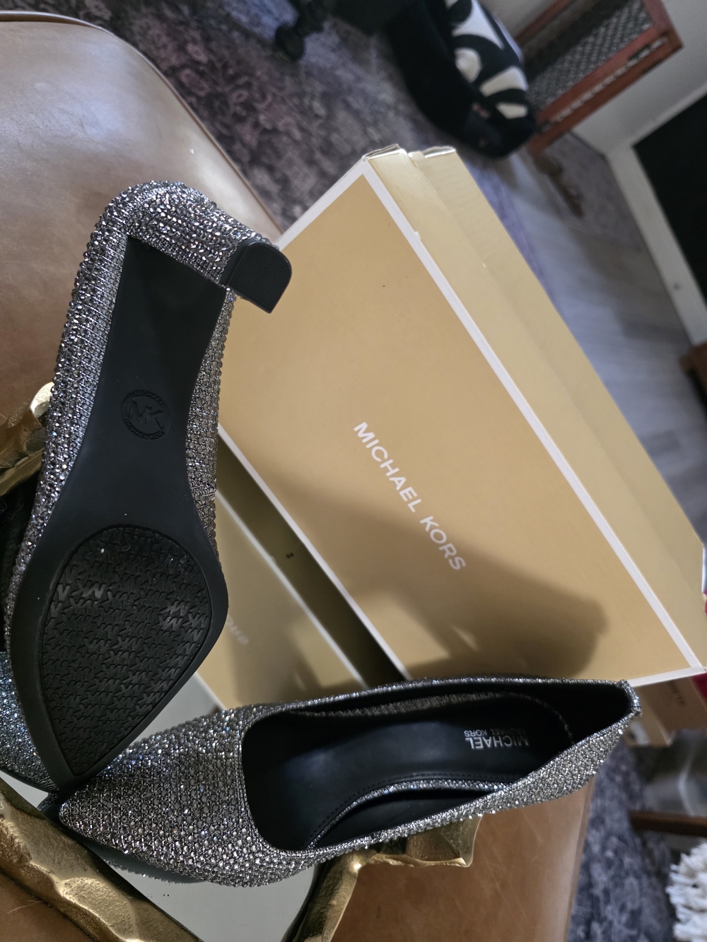Michael Kors Silver Glitter Pointed-Toe Heels - Picture 2 of 2